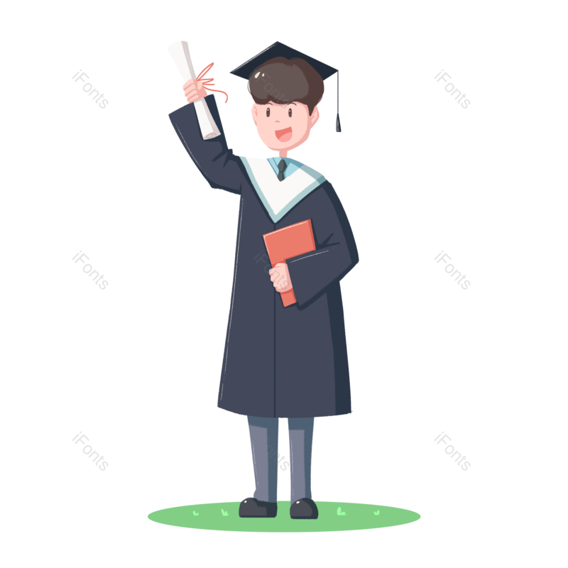 卡通图片,毕业季元素,男孩PNG,大学毕业免抠素材